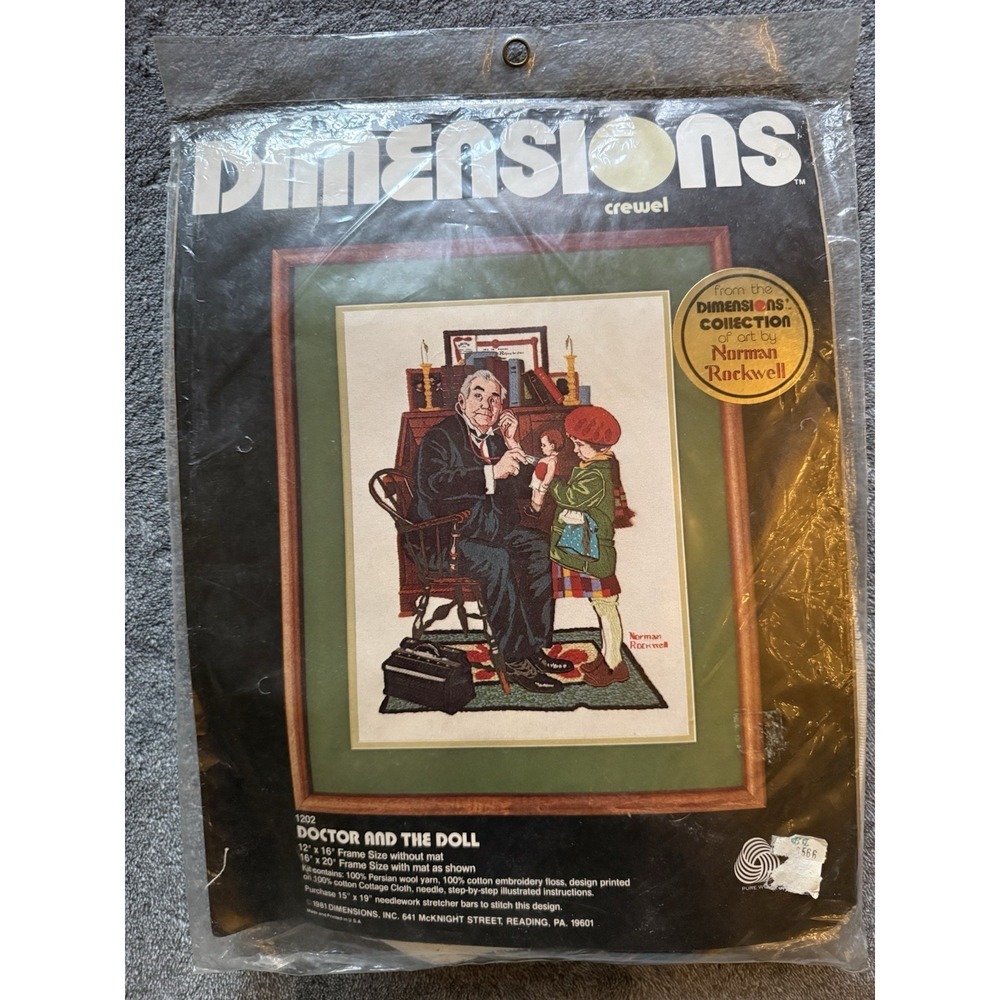 Dimensions Cross Stitch Kit Norman Rockwell Doctor and The Doll NEW VTG 1982